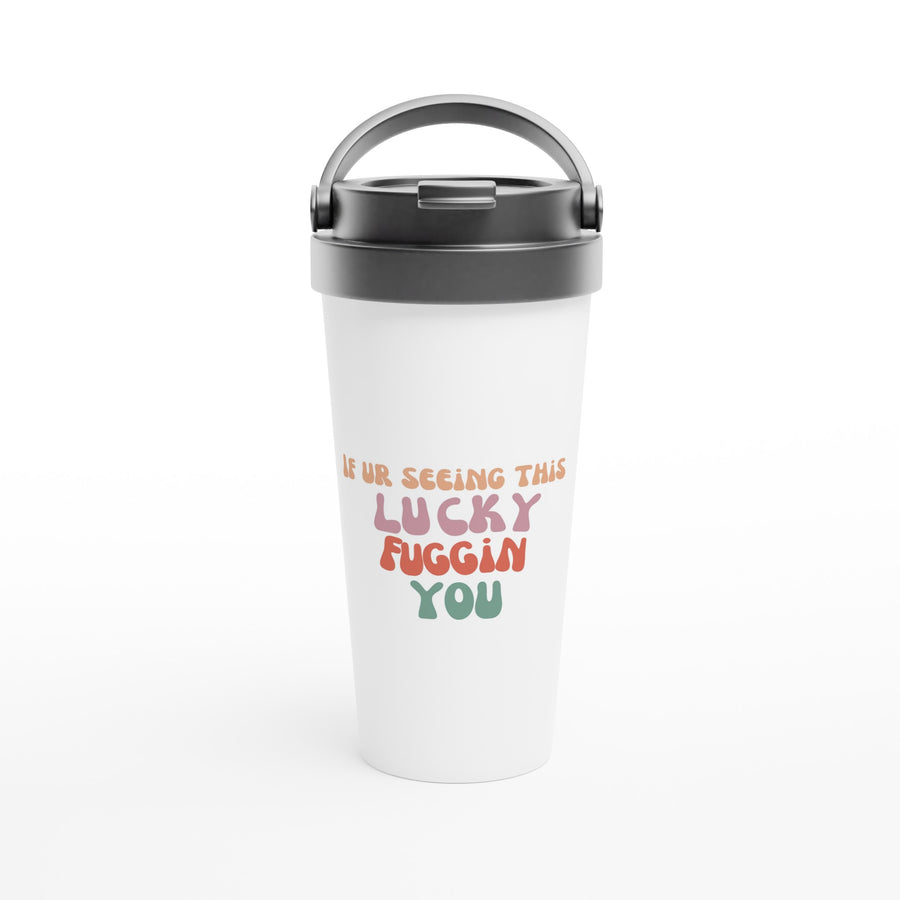 White 15oz Stainless Steel Travel Mug